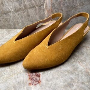 Eileen Fisher Gatwick Slingback Pumps Suede Heels Womens 10 Leather PRISTINE!